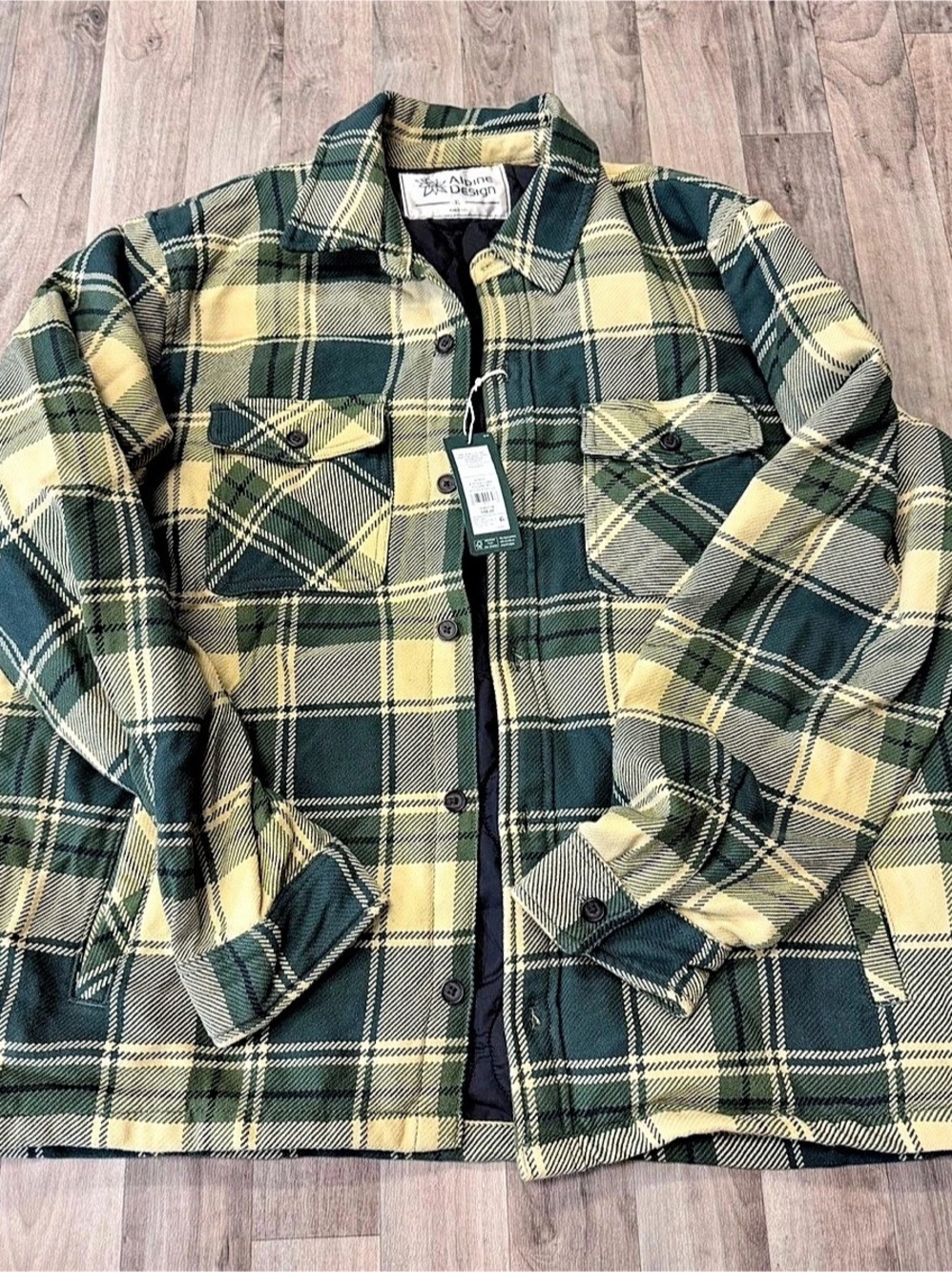 Alpine Design Quilt-Lined Shirt Jacket Men's Plaid Shirt Jacket Green XL NWT